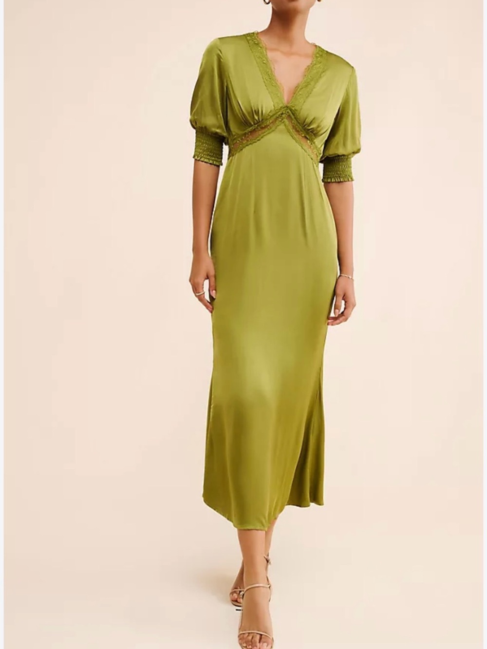 Never Fully Dressed “May” Lace Satin Midi- Dress size 8